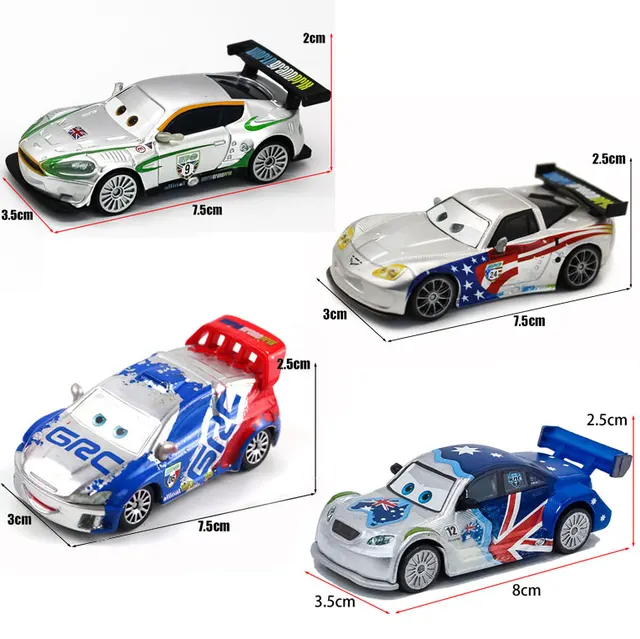 Cars2 National Racer Car Model USA France German Japan Brazil Russia Country Car Rare Collection Metal Diecast Boy Toy 1/55 5