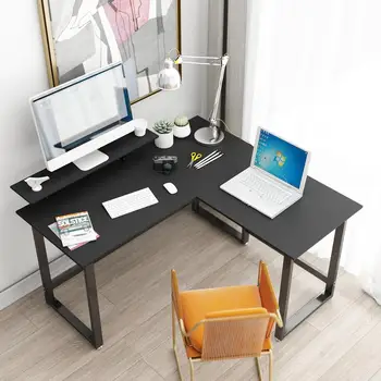 

DEWEL L Shaped Desk Corner Computer Desk with Stand PC Laptop Table Workstation Student Writing Desk for Home, Office