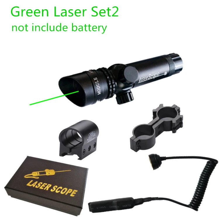 Лазерная указка зеленая/красная точка тактический охотничий винтовочный пистолет лазерный внешний лазерный прицел высокой мощности переключатель давления зеленый лазер петарды аксессуары мощный лазер охота аксессуары - Цвет: Green Laser Set2