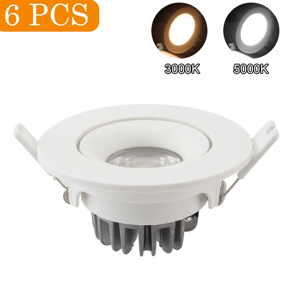 

6 Pcs 3000k/5000k Cob Home Light Spotlight Recessed Ceiling Lamp Lighting Spotlight Table Lamp For Ceiling Lighting Night Decor