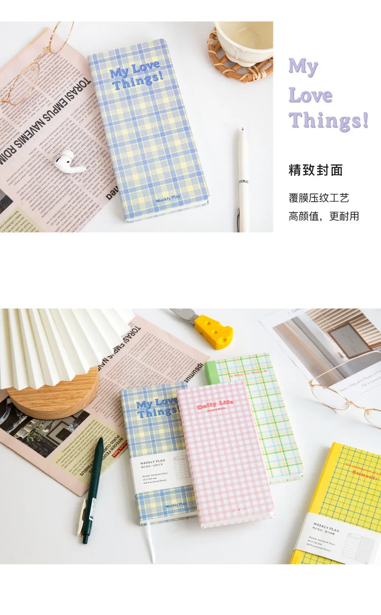 Mensal + Plano Semanal + Cadernos de Papel Grade para a Escola Yhsmtg Brilhante Bonito Capa Dura Agenda Não Datada 2022 Livro Planejador Semanal Cor 5 High Quality Material escolar e de escritório