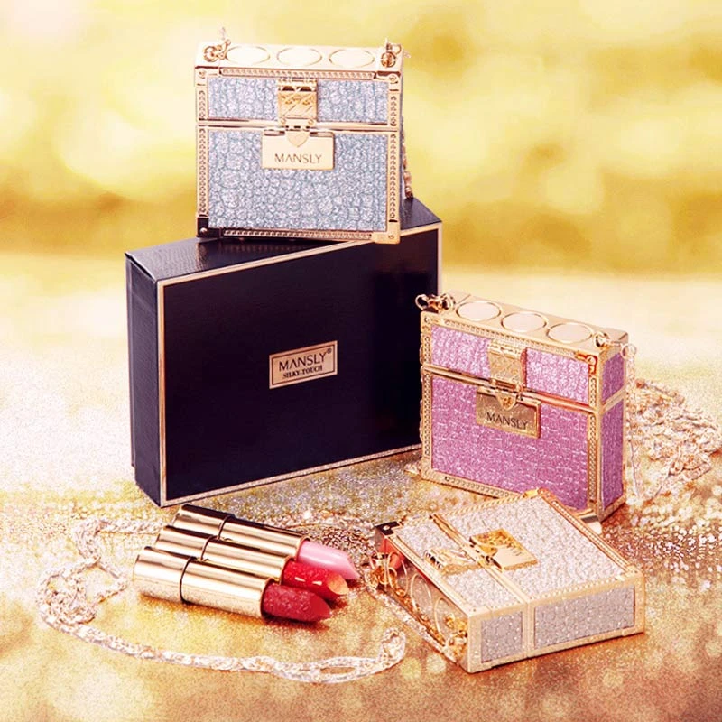 Glitter Luxury Bag Lipstick With Mirror Matte Moisturizing Velvet