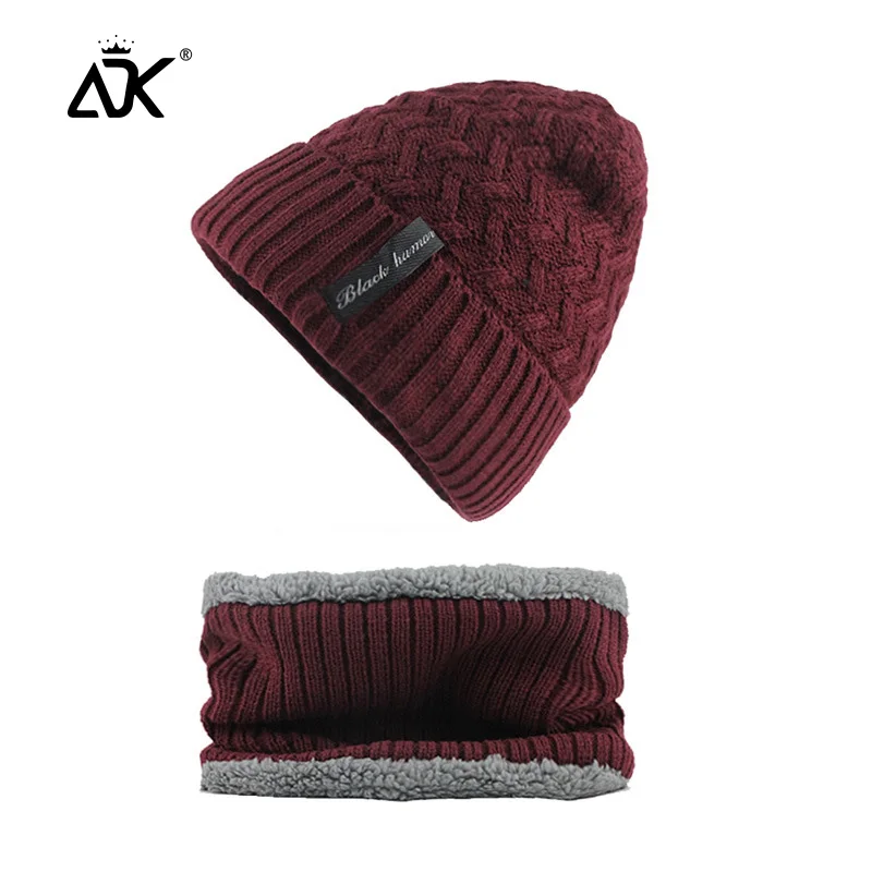 Beanie набор шейных платков унисекс вязаные зимние шапки Warnm Теплые повседневные эластичные Gorros шапочка с шарфом модные шапки