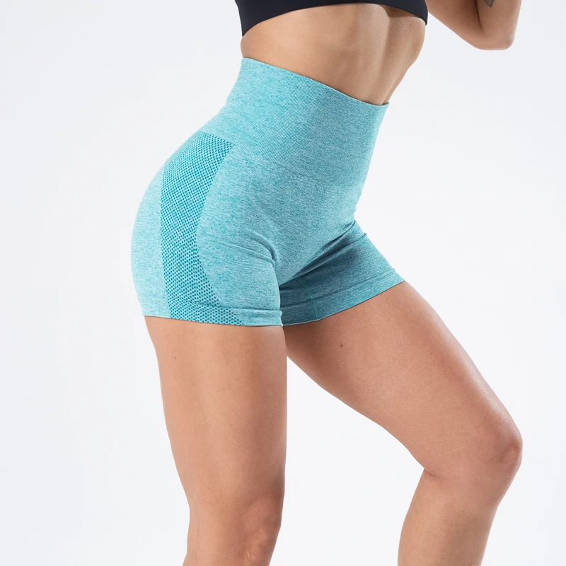 CHRLEISURE Seamless Shorts Women High Waist Fitness Biker Shorts Women Push Up Elastic Workout Shorts Skinny