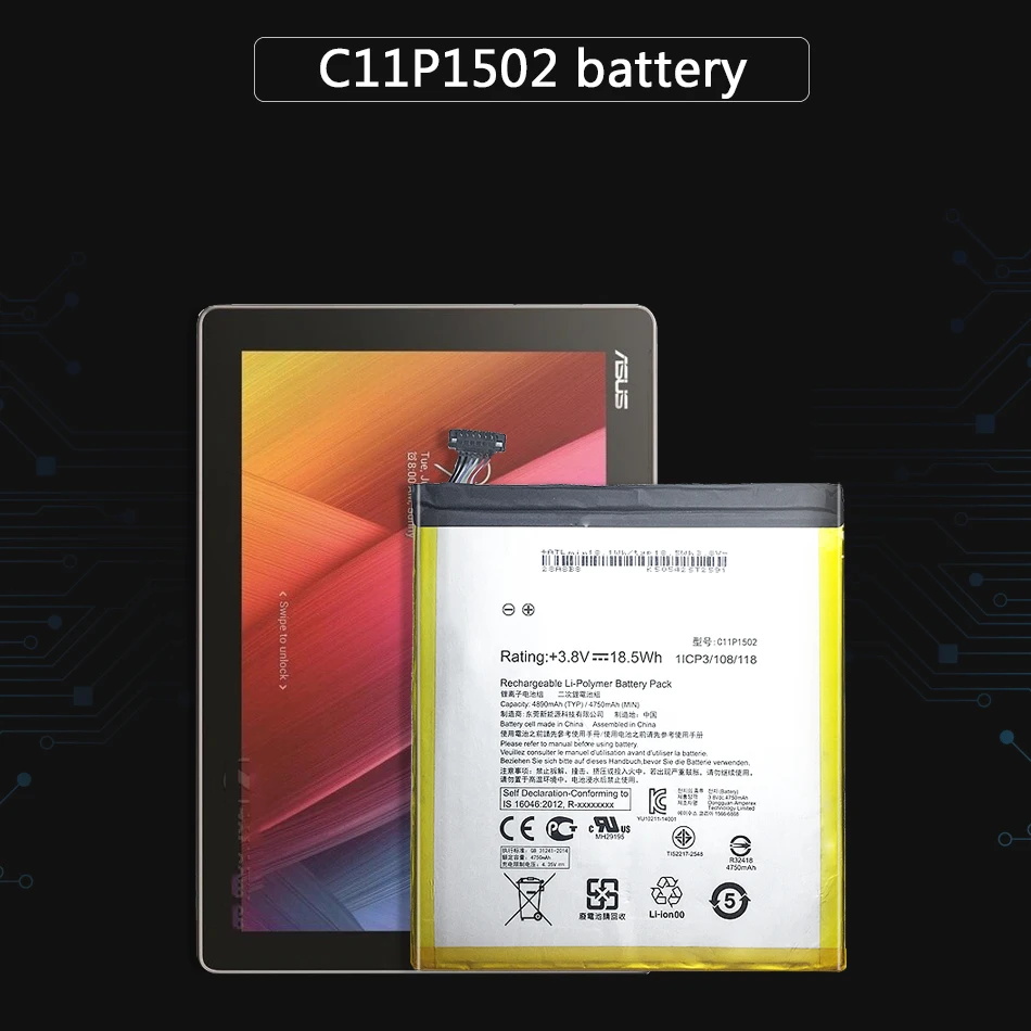 Для ASUS ZenPad 10 Z300C Z300CL Z300CG 4890mAh C11P1502 Мобильная сменная батарея для мобильного телефона полимерная литий-ионная батарея