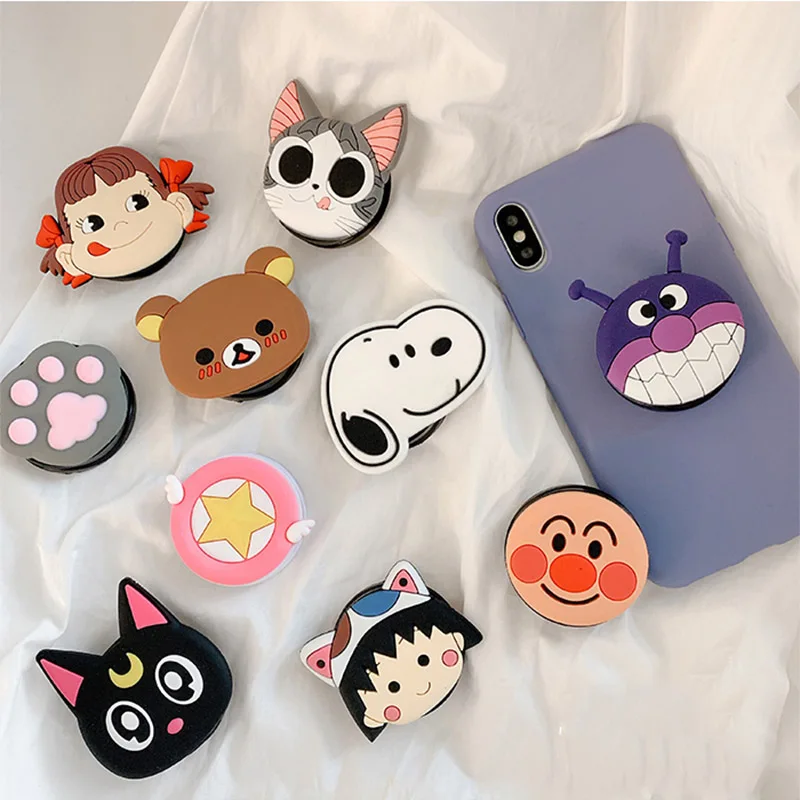

Cute Cartoon Folding stand For Mobile phone Holder for iPhone X 7 Plus for Samsung For Huawei Phone Case Funny Finger Ring Grip