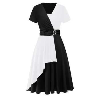 

Women Plus Size Summer Dress 2020 New Fashion Sexy Black Dress Casual Asymmetric Hem V-neck Ruffled Party Dress Sukienka Cekiny