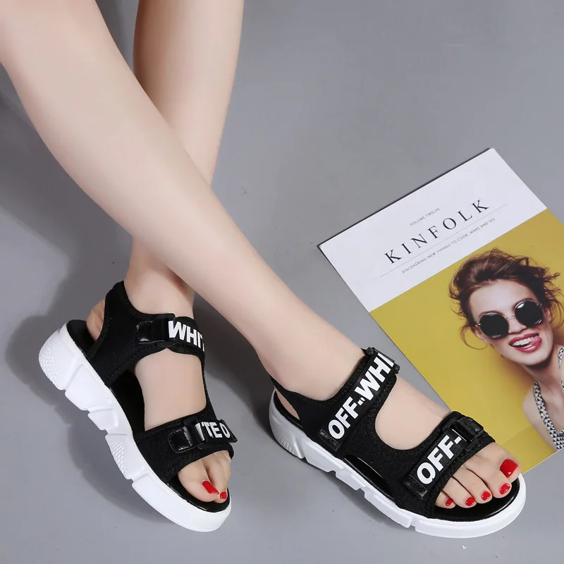 

New Style Summer Casual Korean-style WOMEN'S Sandals Anti-slip Wear-Resistant Students Simple Velcro Sports Outdoor WOMEN'S Sand