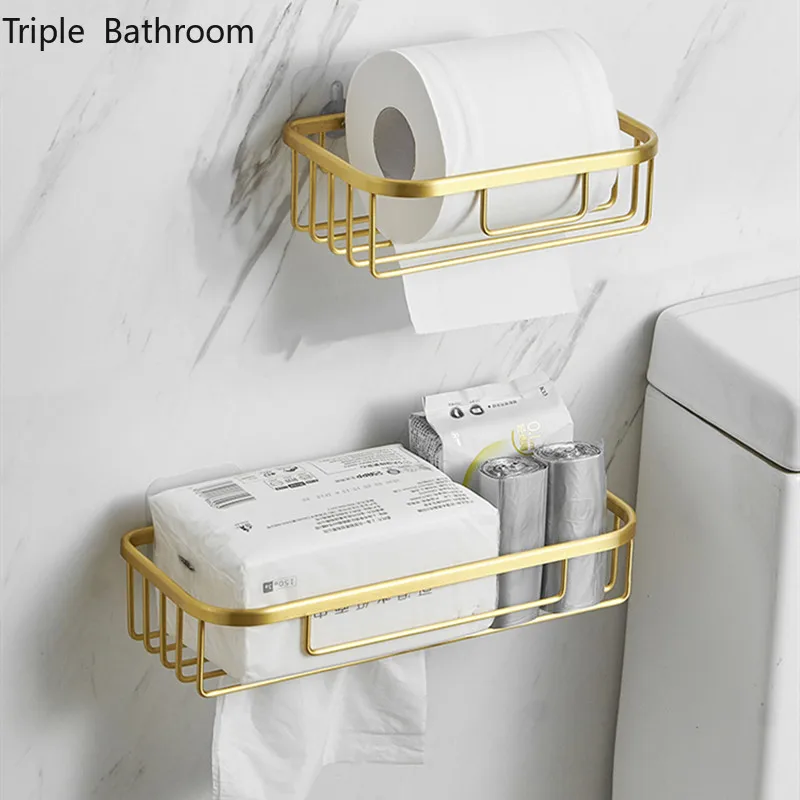 

Держатель для салфеток из алюминиевого сплава, настенная Полка для полотенец, без перфорации, аксессуары для ванной комнаты, подставка-держатель для туалетной бумаги