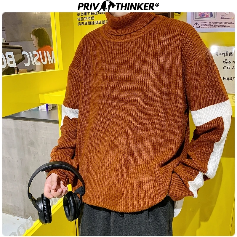Privathinker, Мужская водолазка, Повседневная модная одежда, свитера, мужские, s Harajuku, утолщенные, теплые пуловеры,, мужской свитер на осень и зиму