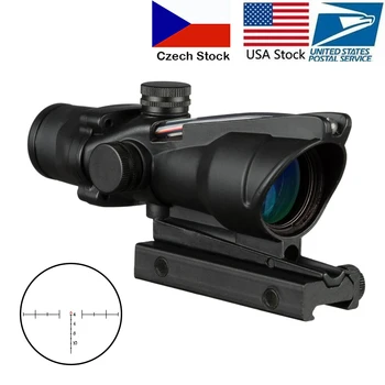 4X32 Hunting Riflescope - Real Fiber Optics Green Red Dot Illuminated Etched Reticle - Tactical Optical Sight 1