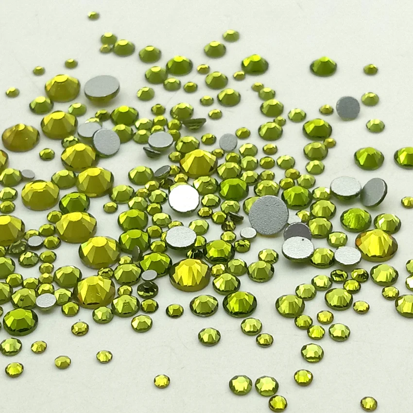350pcs olive Супер глитер 4 г/упак. 31 цвет дизайн ногтей Хрустальные стеклянные стразы для ногтей 3D украшения ногтей драгоценные камни 1,5-4,8 мм - Цвет: 350pcs olive