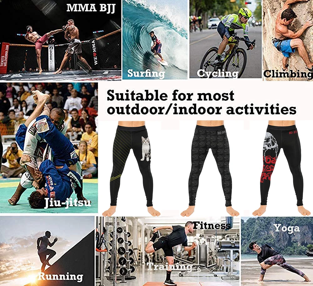 Motorcycle Skull Mens Gym Workout Exercise Spats Muay Thai Jiu Jitsu MMA BJJ Leggings Tights for Men