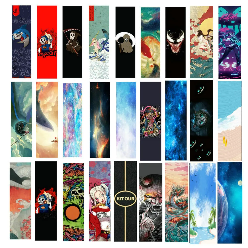 OS780 Professional Skateboard Sandpaper Double Warped Waterproof And Wear Resistant Personalized Pattern Sticker Animation Sand Skateboard Sandpaper Skateboard Grip Tape