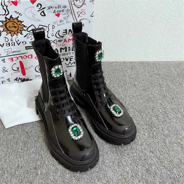 Green Diamond Crystal Martin Boots 