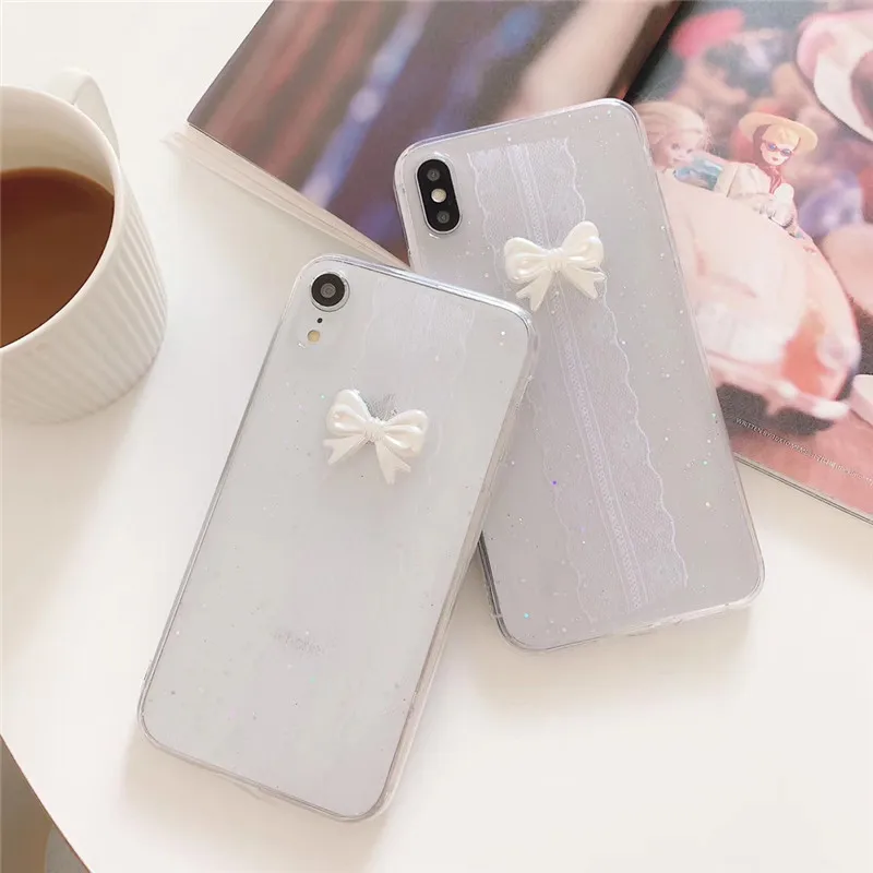 Милый кружевной чехол Jamular с бантом для телефона iPhone 6 6S 7 8 Plus X XS MAX XR Модный мягкая