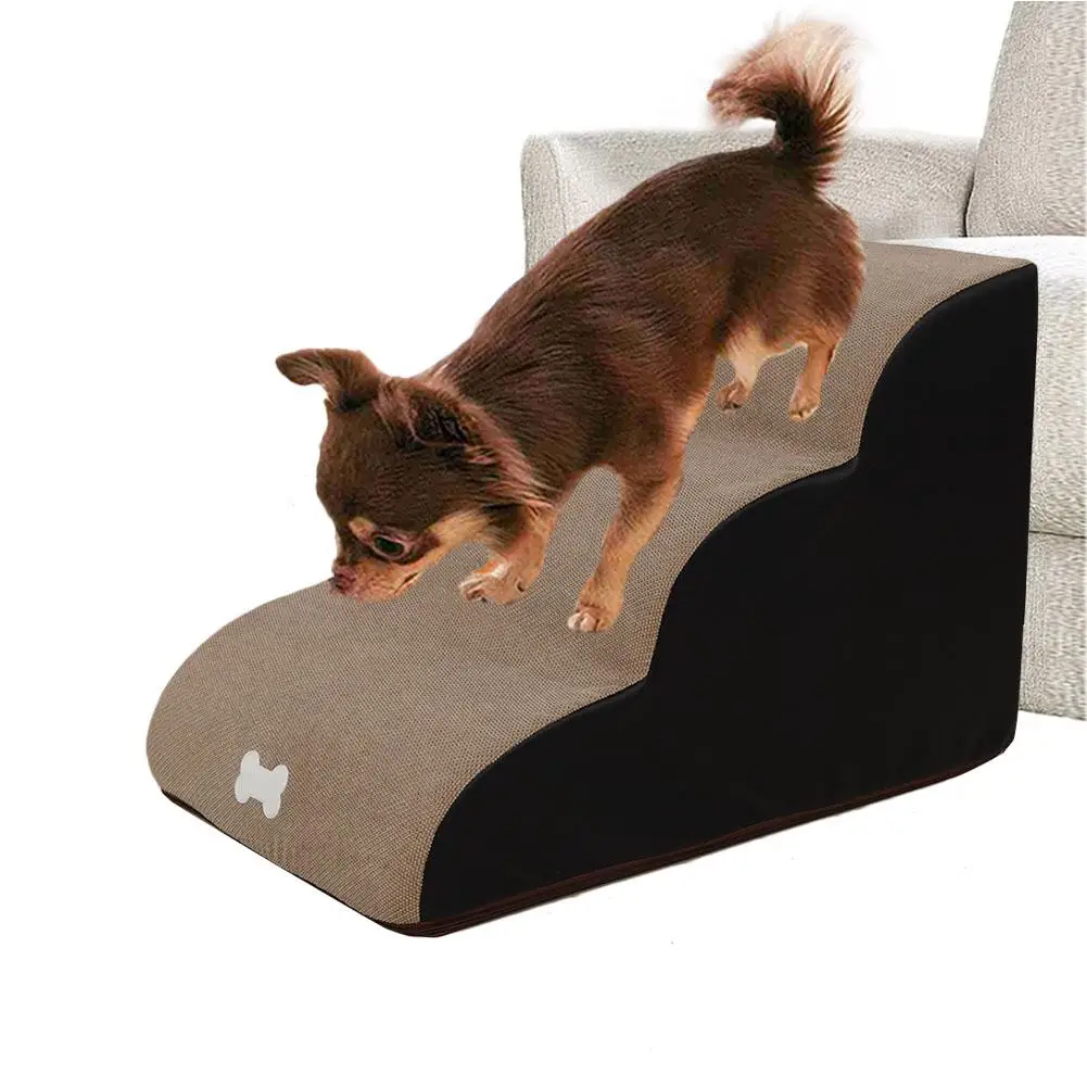 Chengstore Dog Stair Washable Cat And Dog Climbing Eco Friendly Sponge Stairs Small Dog Teddy Sleep Sofa Ladder/Dog Steps For Bed/Dog Stairs2-4 Steps