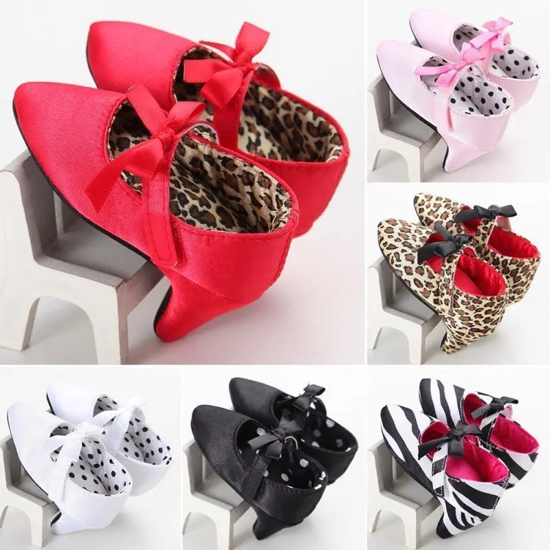 Brand New Baby Girl Bowknot Shoes High Heels for Photos Princess Toddler Crib Shoes 0-12M