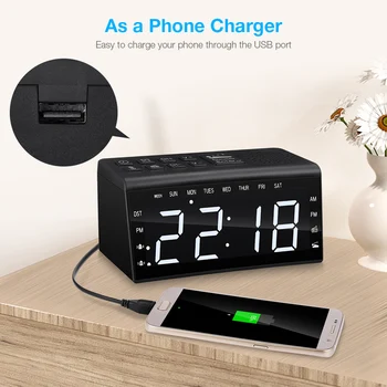 

Digital Radio Alarm Clock Dual Temperature Snooze 12/24 hour Day Time with 6.5 inch LED Screen Alarm Clocks