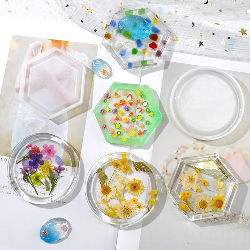 

DM076 Crystal Glue Saucer Resin Mold Plate Dish Handmade Round Flat Bottom Silicone Mould For DIY Resin Art