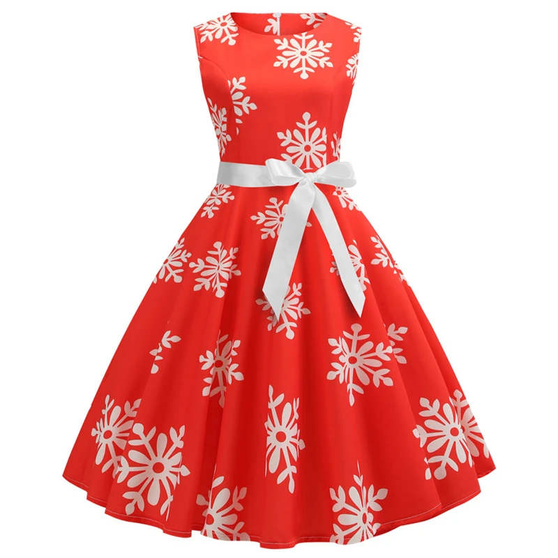 Рождественское платье, винтажное снежное платье с бантом, новогодний костюм, вечерние платья, элегантные женские зимние платья размера плюс, 19Sep - Цвет: Red