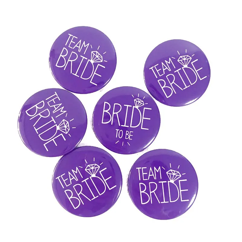 6 шт./компл. белый Вечеринка девичник вечерние, с надписью "Bride to Be" Девичник Значки 1 Фата невесты 5 девичник QT80 - Цвет: purple
