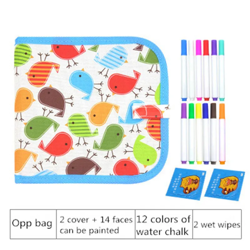 D Drawing Book 12pen DIY Big Size 60cm*80cm Water Drawing Mat Magic Water Drawing Book Coloring Book Magic Painting Drawing Board For Kids Toys gift - Цвет: D Drawing Book 12pen