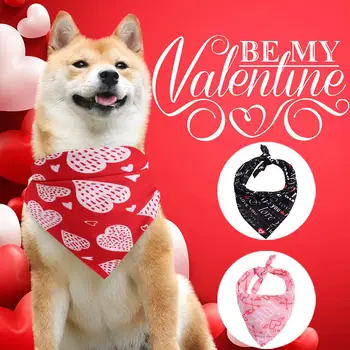 

Pink Red Black Cat Dog Bandana Valentine's Day Pet Bibs Scarf Adjustable Neckerchief Scarf Saliva Towel for Small Medium Dogs