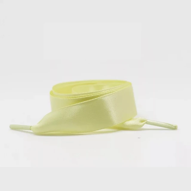 1 Pair 22 Colors Silk Satin Shoelaces 2 CM Width Flat Ribbon Shoe laces Boots Women Sneakers Shoelace Length 80CM 100CM 120CM S1 Bright yellow