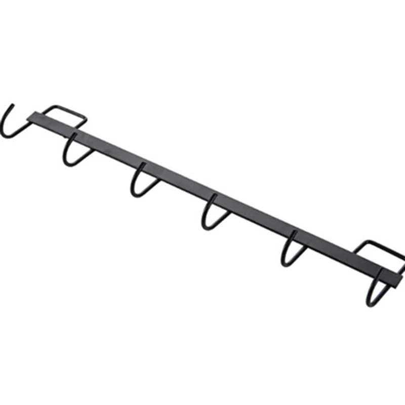 

Kitchen Wall Mounted Utensil Holder Rack Hanging Rail 6-Hook Iron Storage Tool