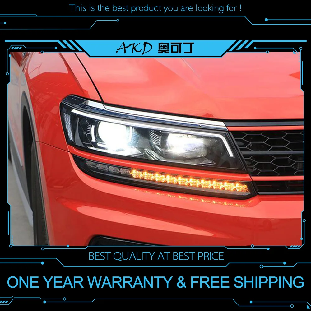 Kaufen AKD tuning autos Scheinwerfer Für VW Tiguan L 2017 2018 Scheinwerfer LED DRL Lauf lichter Bi Xenon Strahl Nebel lichter engel augen Auto