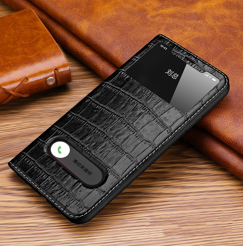 Роскошный флип-чехол с окошком для экрана для Apple iPhone 11 Pro Max, чехол из натуральной кожи для iPhone 11/Pro/Max, защитный чехол - Цвет: Luxury Black