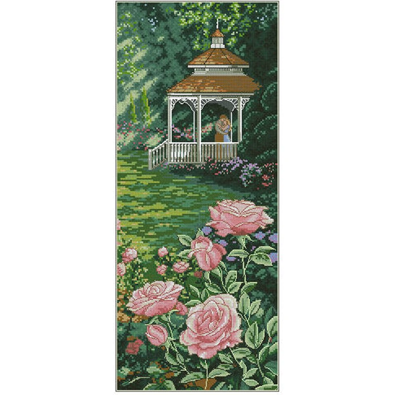 Counted cross stitch kit Paradise Found Rose Park Garden Kiss Lover