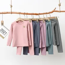 Fleece Pajama Sets Girl Baby Sleepwear Toddler Boy Cotton Striped Light Color Pyjama Children Long Sleeve Nightwear Kids Clothes