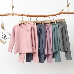 Ensemble de Pyjama en polaire à manches longues pour fille et garçon, vêtements de nuit en coton rayé, couleur claire, pour enfants 