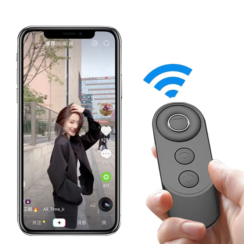 

Mobile phone remote controller Selfie Shutter Android wireless control Bluetooth V4.0 for TikTok/ Kuai/ Camera/ E-book/ Movie