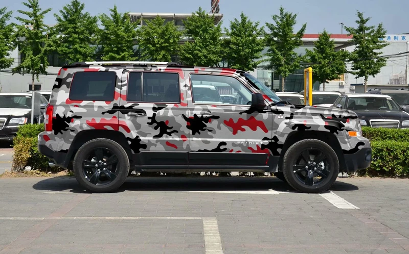 Best Offers Grafische Rood Zwart Grijs Camo Vinyl Wrap Sheet Camouflage Film Voor Voertuig Vrachtwagen Auto Wrap Folie Sticker
