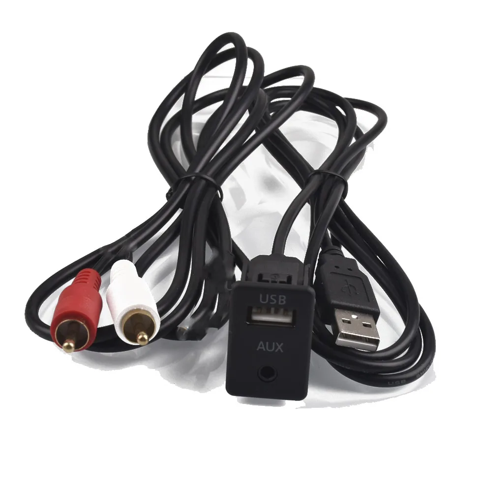 Автомобиль 2 RCA AUX USB Мужской тире 2RCA адаптер для Toyota для honda для bmw 3 5