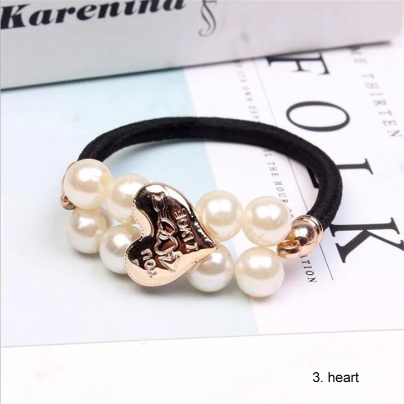 Women Hair Accessories Pearls Beads Headbands Ponytail Holder Girls Scrunchies Elastic Hair Bands Rubber Rope Headdress claw hair clips Hair Accessories