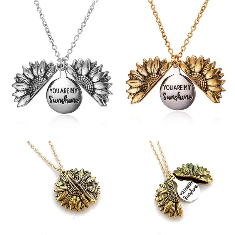 

You are my sunshine Open Locket Sunflower Locket Pendant Necklace Women Jewelry