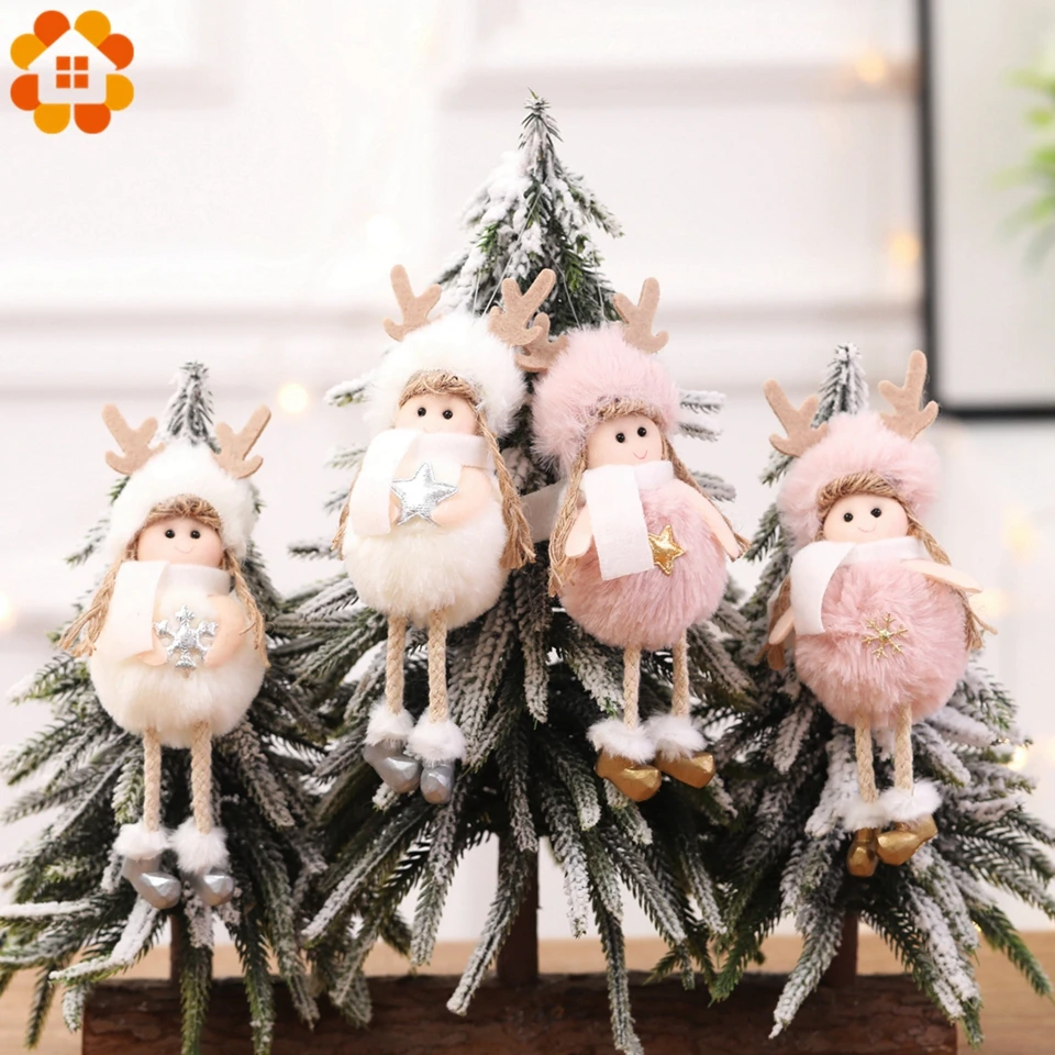 

1PC Christmas Hanging Ornament Pendants Pink White Antler Angel Dolls Xmas Tree Decor Home Decoration Christmas Party Supplies