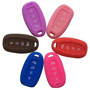 

4 buttons holder shell silicone fob skin keychain car key cover for Hyundai Santa Fe Ix45 New Shengda Ge Rui case car key cover