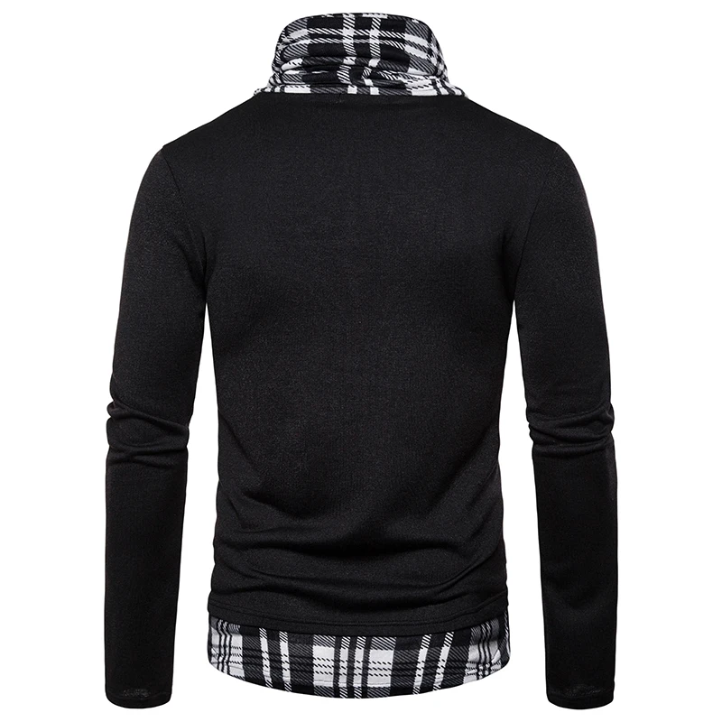 Pull Homme осенний брендовый мужской свитер с высоким воротником клетчатый пуловер в стиле пэчворк облегающий трикотажный мужской Рождественский свитер уличная одежда