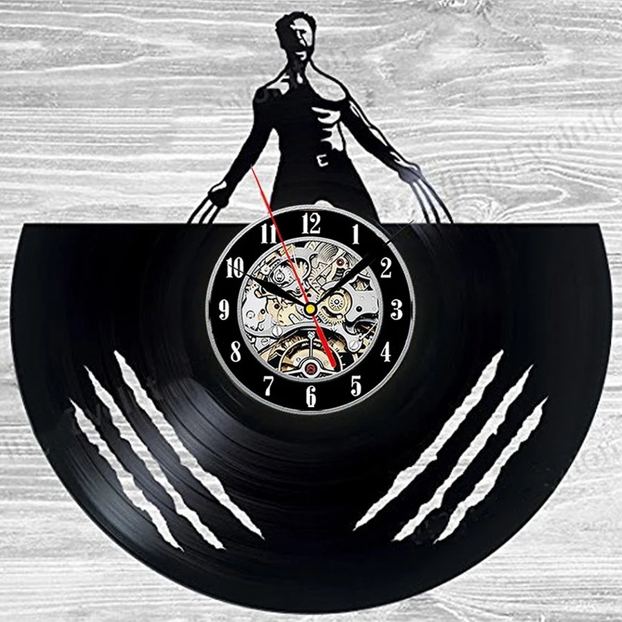 X-men Росомаха виниловые настенные часы современный дизайн кинематографическая тематика 3D украшение винтажные виниловые часы для записей настенные домашние декоративные часы
