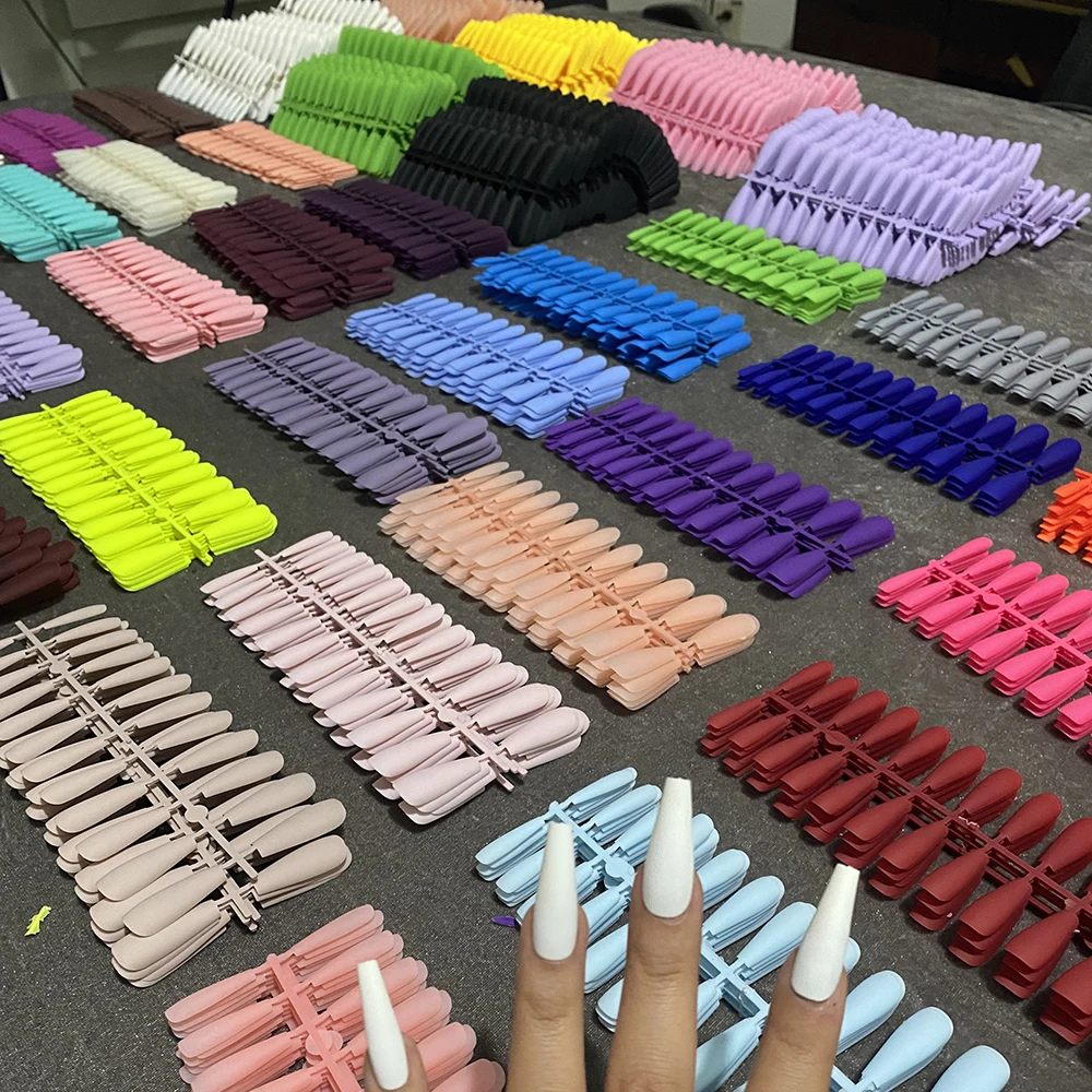 24pcs Matte Super Long Coffin Press on Nail Tips