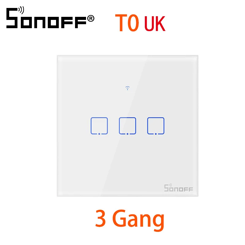 Sonoff T0 UK 3 gang SONOFF T0 TX умный дом WiFi переключатель с 3 бандами настенный переключатель для Google Home Alexa Amazon Wifi датчик Wifi переключатель(ЕС, Великобритания и США - Комплект: Sonoff T0 UK 3 gang