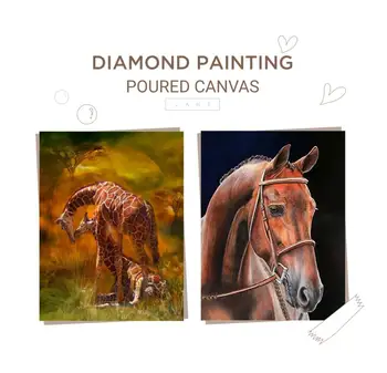 

Poured Glue Diamond Painting,Horse&Giraffe Full,Round Drills,Diamond Embroidery,Rhinestone,Home,Decoration