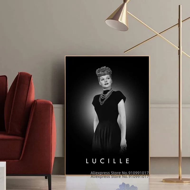 Female Movie Stars Lucille Ball Poster Picture Printed on Canvas Wall Art Character black and white painting Decor | Дом и сад