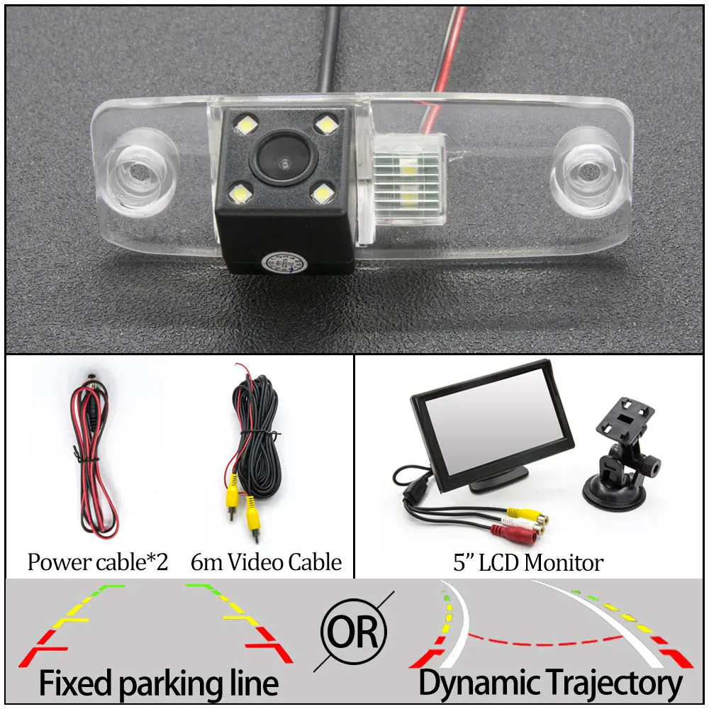 Фиксированная или динамическая траектория Автомобильная камера заднего вида для KIA Ceed Carens/Rondo Mohave Borrego Автомобильная резервная принадлежности для парковки - Название цвета: 4LED N 5 inch LCD