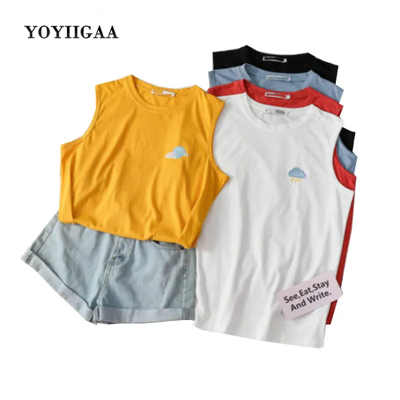 Женская футболка без рукавов с круглым вырезом модная однотонная Повседневная